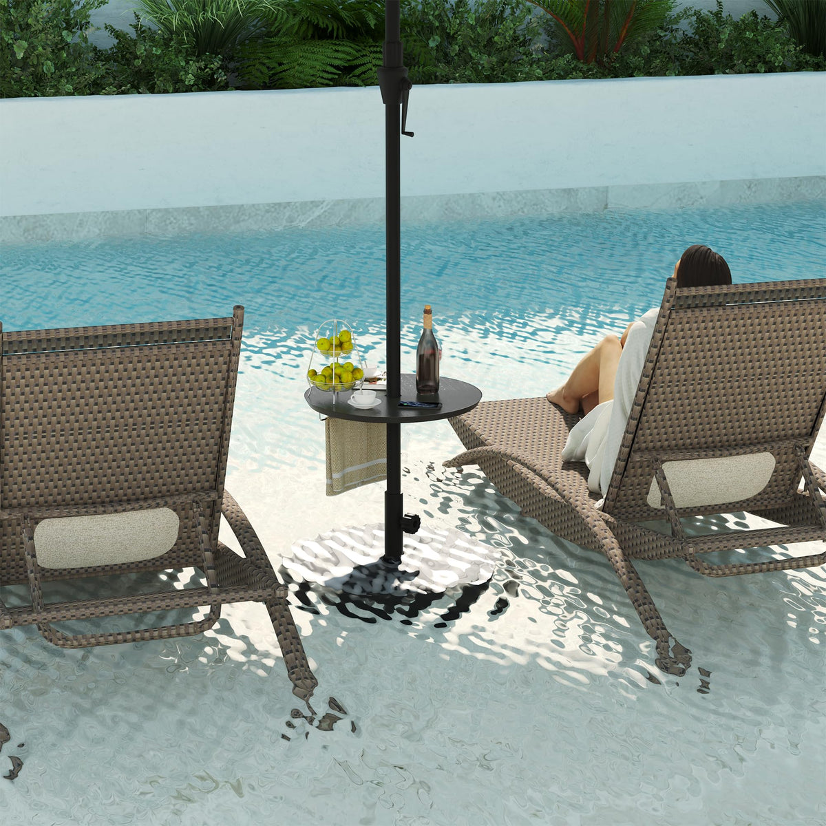 Sundale Outdoor adjustable umbrella table 1.5-inch pole fit, compatible with standard umbrellas