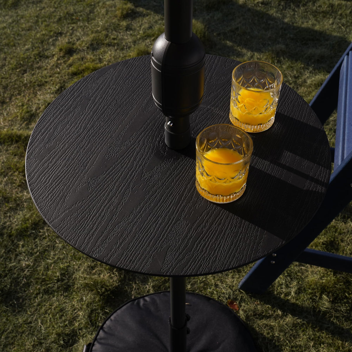 Sundale Outdoor adjustable umbrella table side view, sturdy outdoor surface