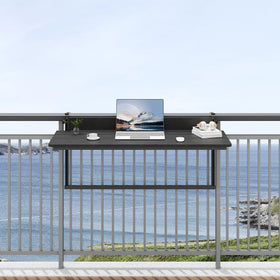 Sundale Outdoor space-saving folding table frees balcony floor space when not in use