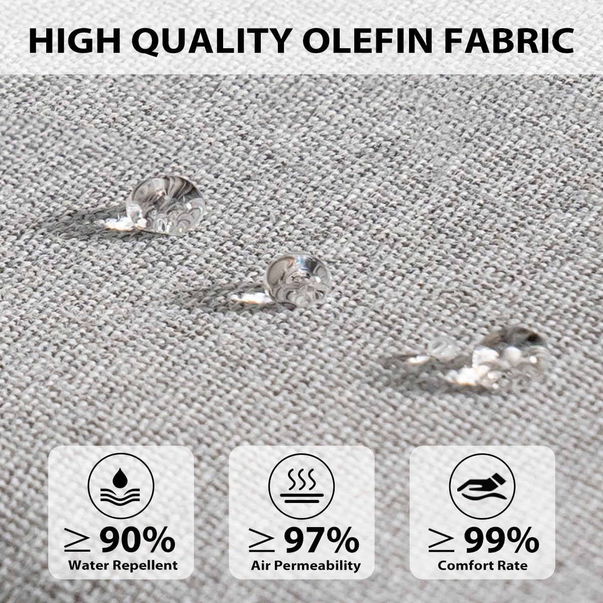 Sundale Outdoor water-resistant olefin fabric cushions stay vibrant and dry for outdoor use