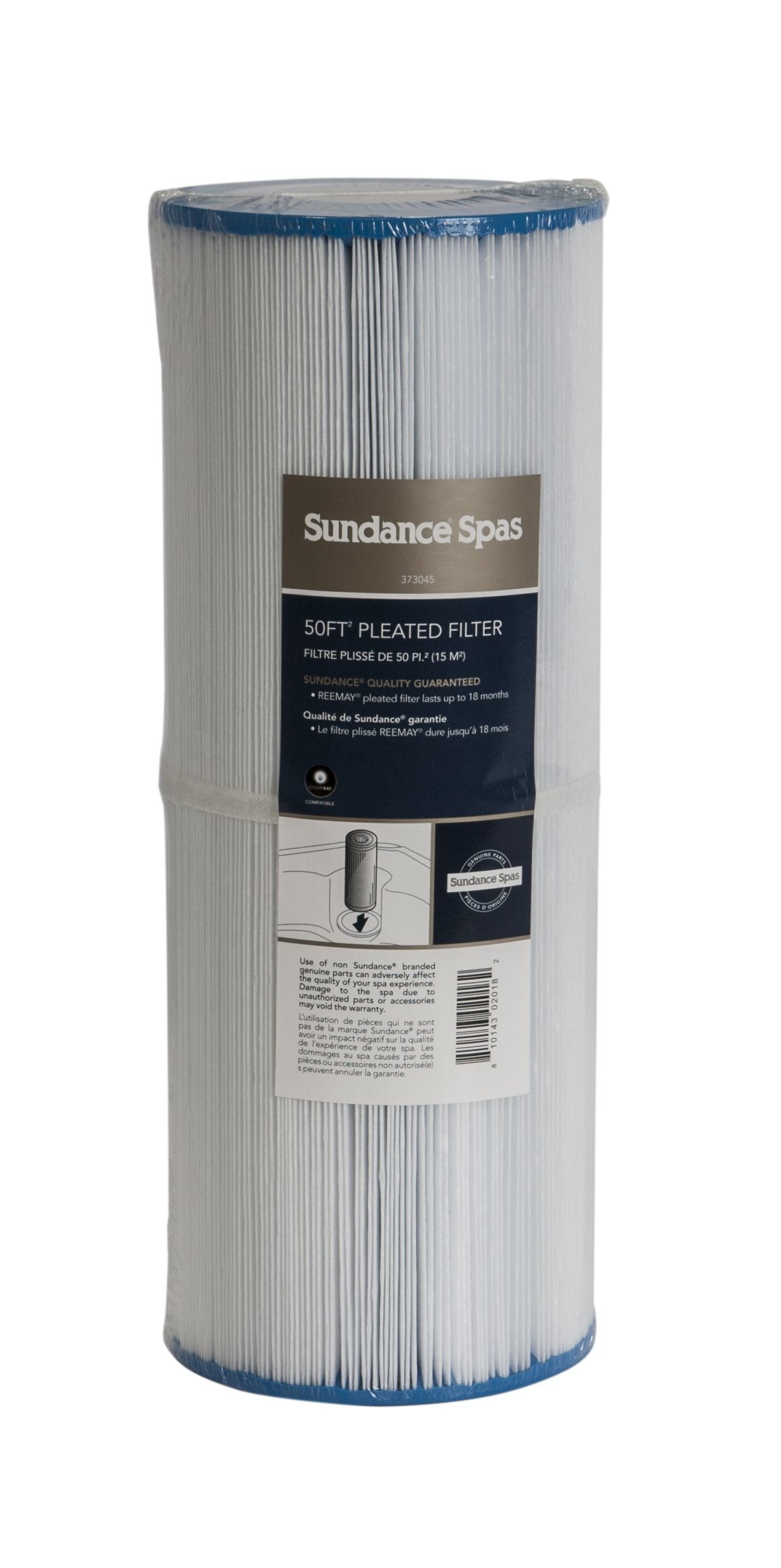 Sundance Spas 50ft pleated filter design for clear water and easy maintenance.