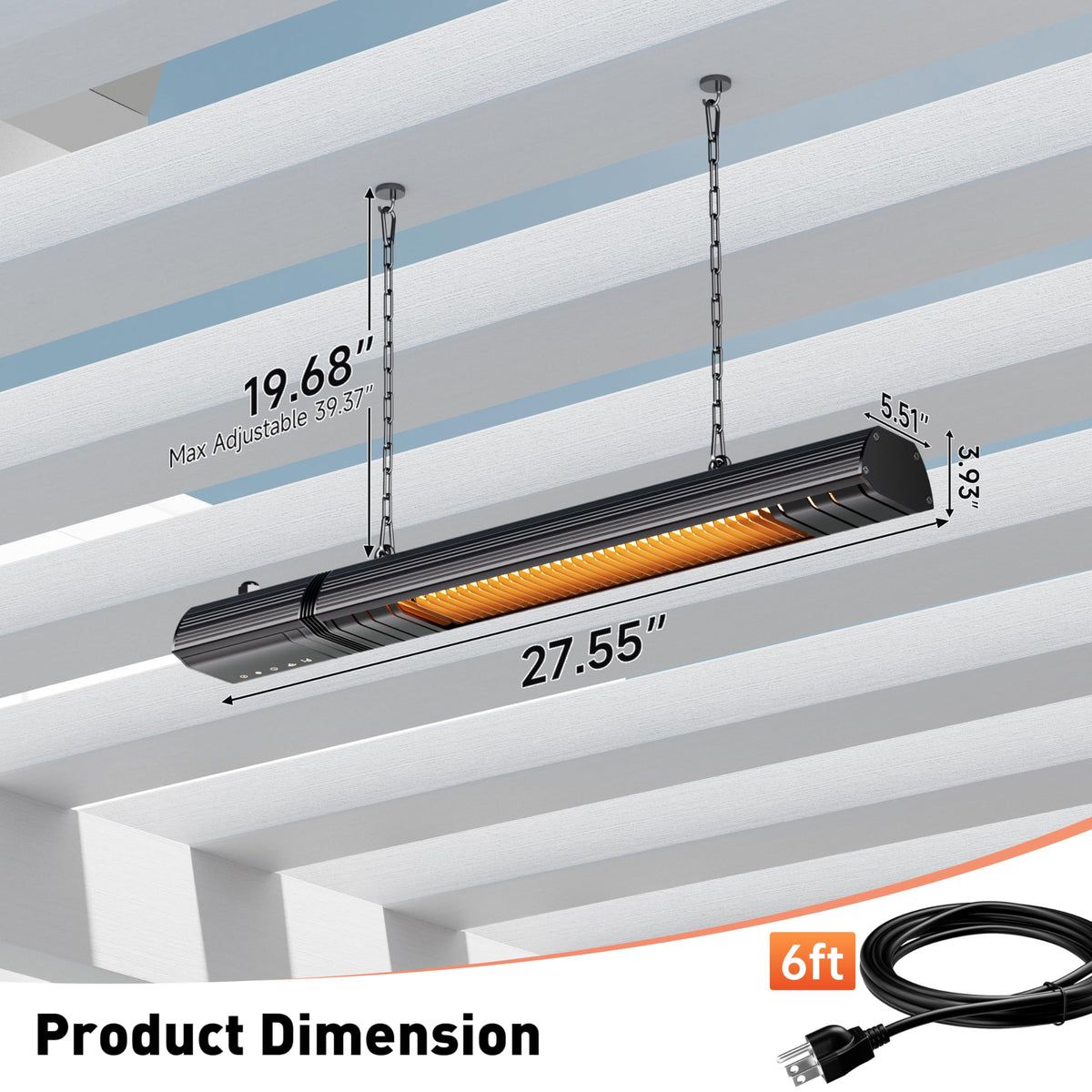Sundate infrared heating beam close-up highlights precise, direct warmth