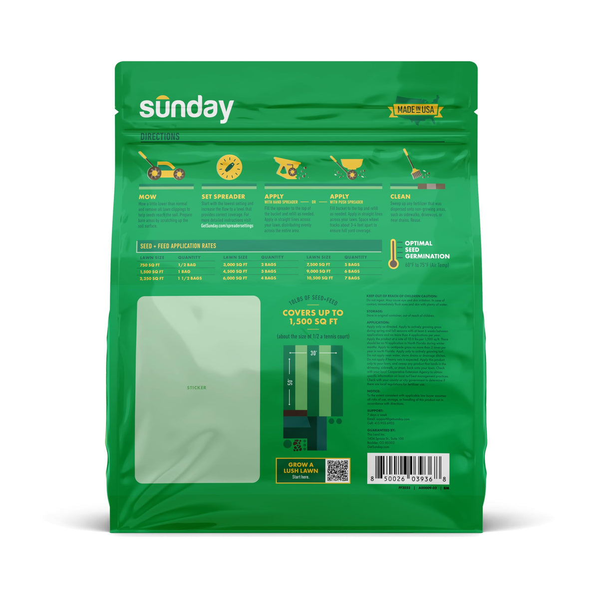 SUNDAY Northeast Seed + Feed safe for kids and pets after watering