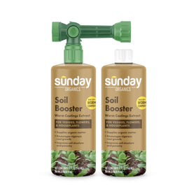SUNDAY Soil Booster Worm Tea bottle for healthier soil and vigorous plant growth.