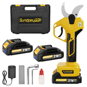 SundpeyPRO cordless pruning shears in use for clean branch cuts.