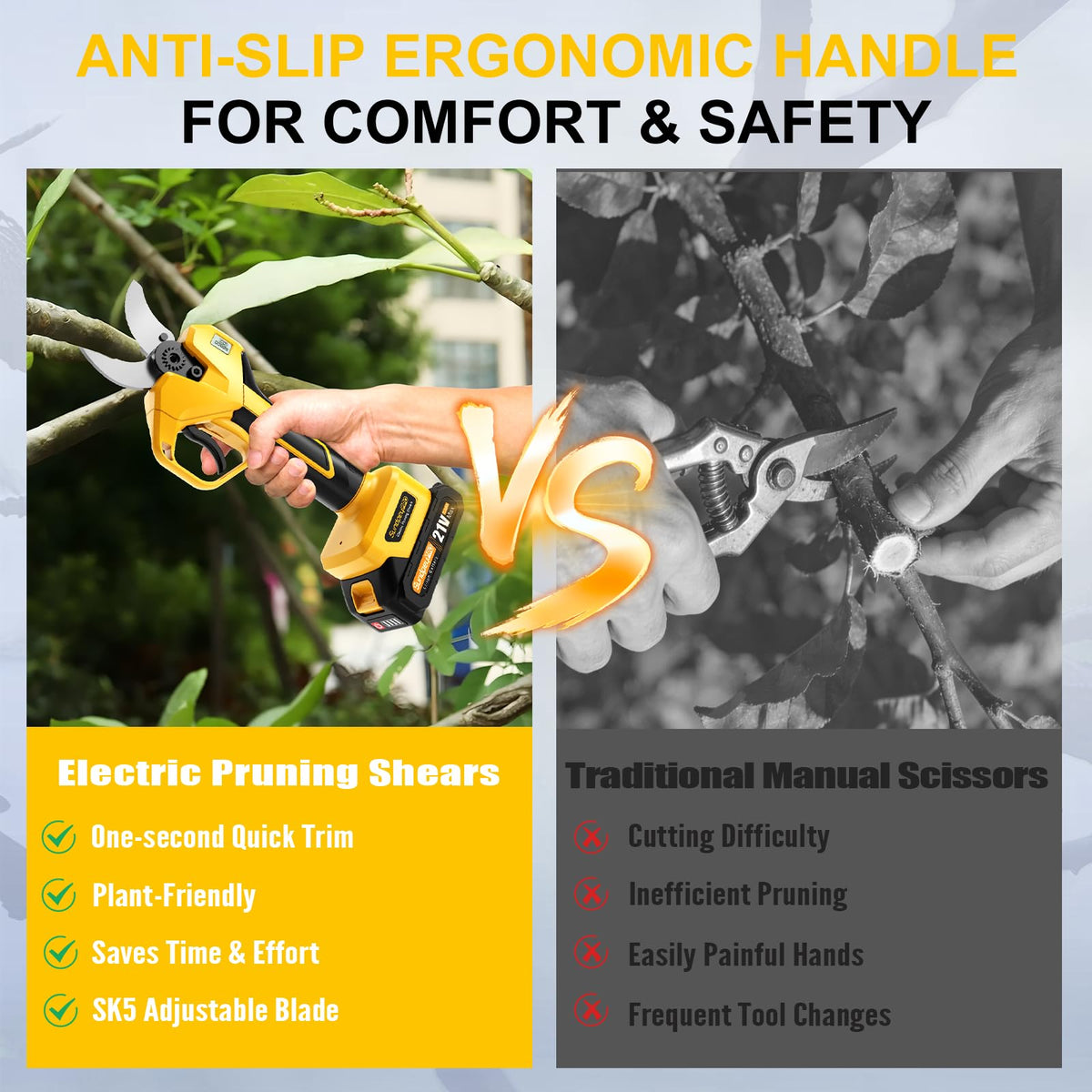 SundpeyPRO ergonomic non-slip handle for comfortable pruning sessions.