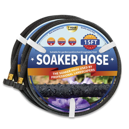 Suneed 2-pack 15ft soaker hose in garden bed delivers even moisture.
