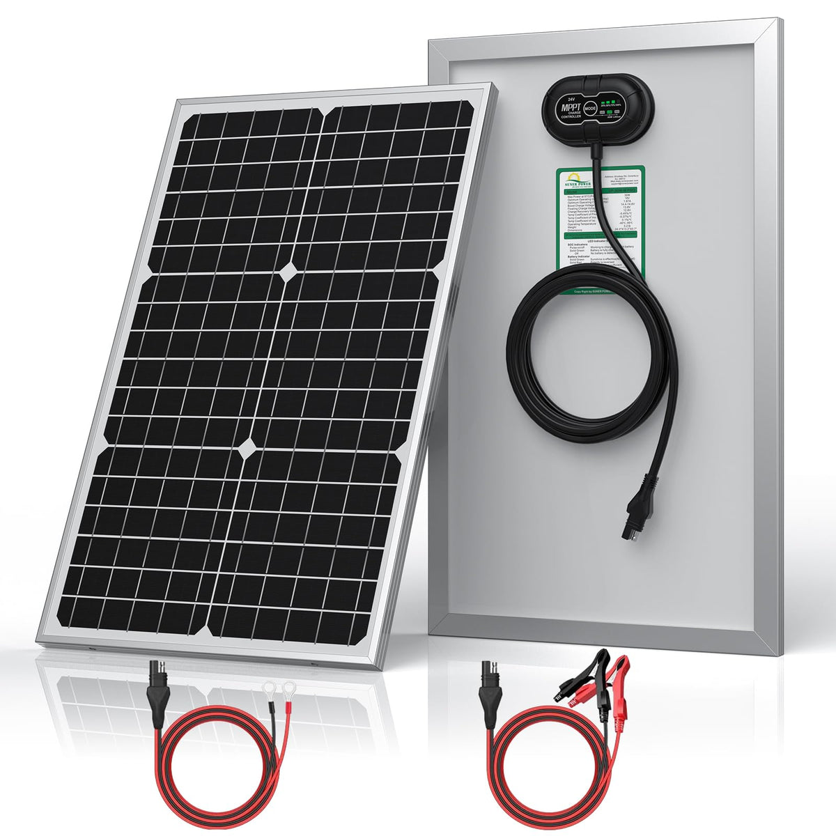 SUNER POWER 24V solar panel trickle charger on a boat maintaining AGM battery