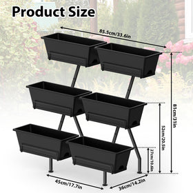 Sunexinlo 3-tier planter box detail, six boxes with drainage.