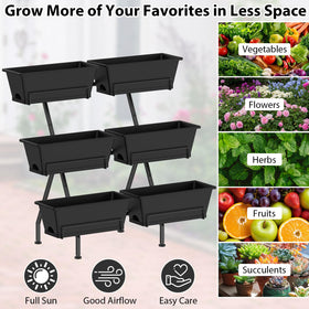 Sunexinlo 3-tier planter on patio, elevates herb and flower display.
