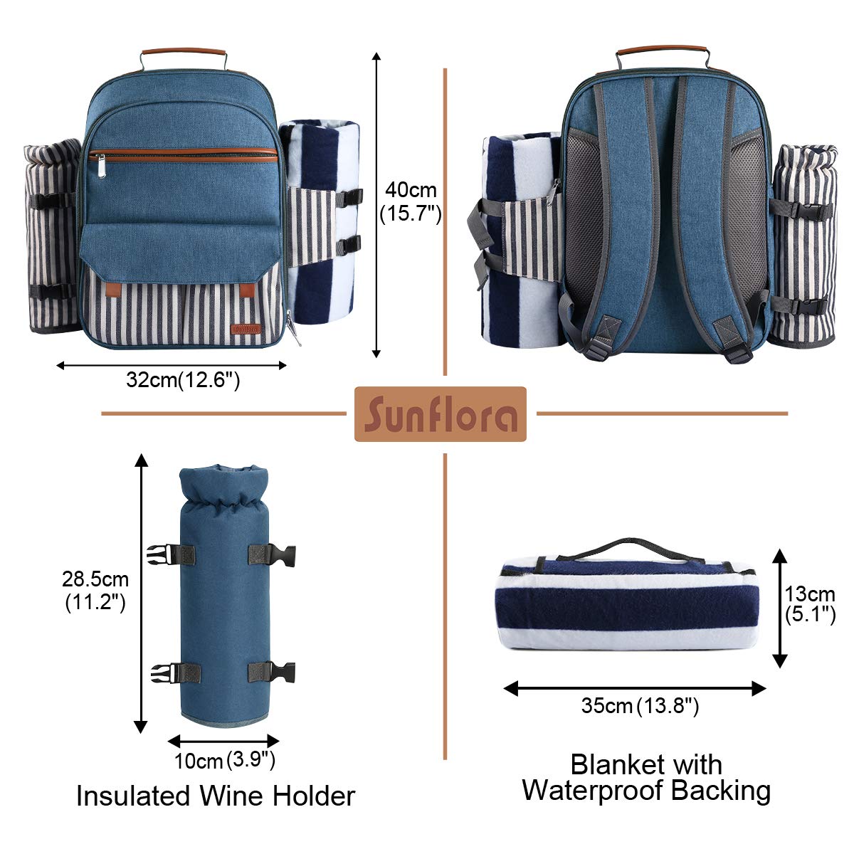 Sunflora picnic backpack dining setup, ready for on-the-go meals.