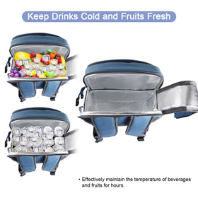 Sunflora picnic backpack stainless steel flatware inside for meals.