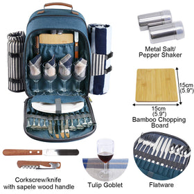 Sunflora picnic backpack insulated pouch open, ready to keep drinks cold.