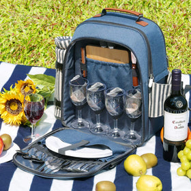 Sunflora picnic backpack on the lawn for a family outing.