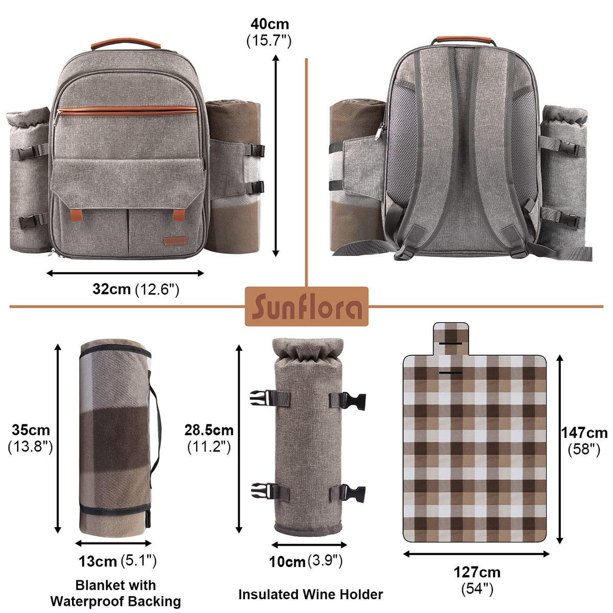 Sunflora rolled picnic blanket 58 by 50 inches for two