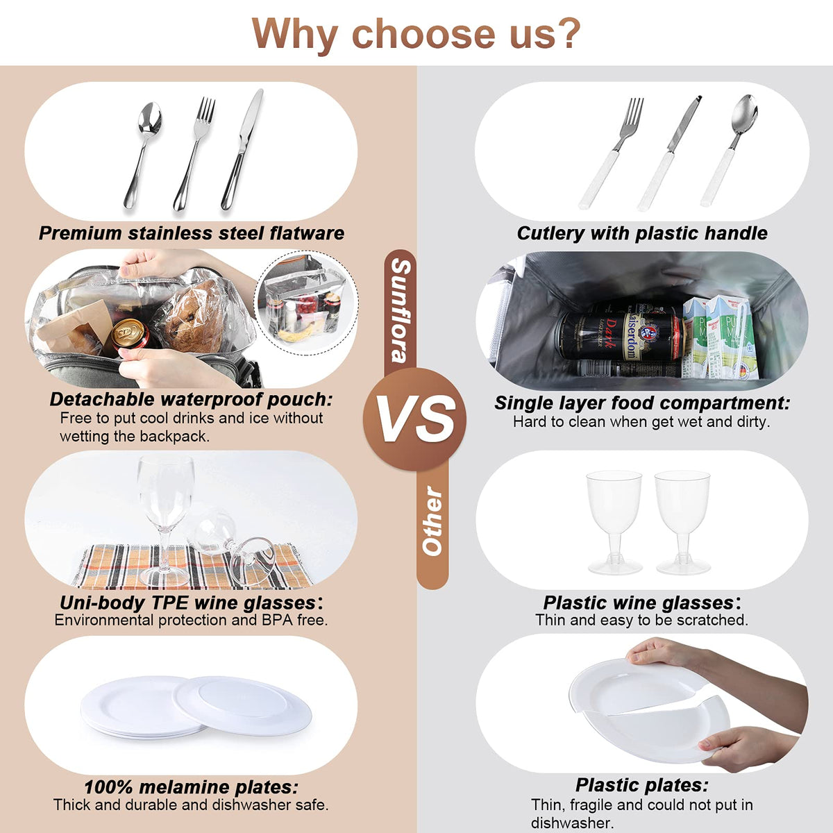 Sunflora TPE glasses with wine opener for a polished outdoor meal