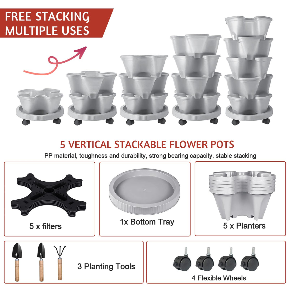 SunFunUSA four-direction wheels enabling easy relocation of the planter