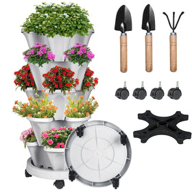 SunFunUSA vertical five-tier planter showcasing space-saving stackable design for small gardens
