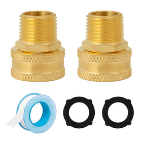 SUNGATOR brass swivel hose adapter front view with 3/4 GHT to 1/2 NPT connection for easy setups