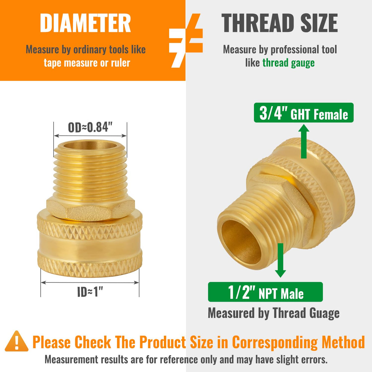 SUNGATOR brass swivel hose adapter side view showing rotatable joint reduces kinking