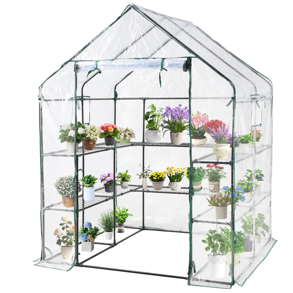 SUNGIFT walk-in greenhouse on patio with easy access and space