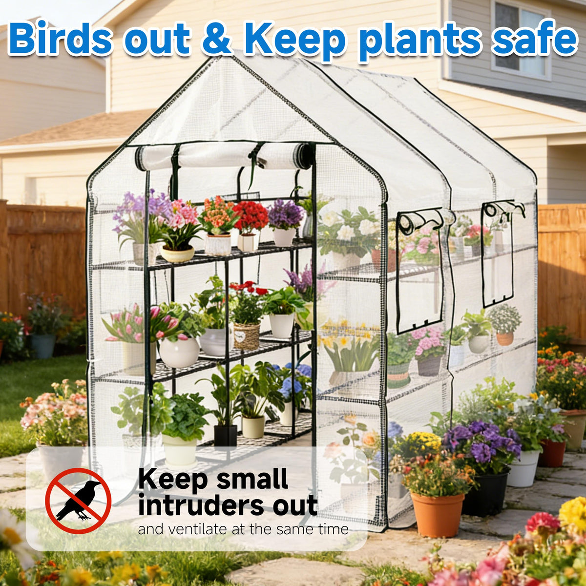 SUNGIFT twenty-shelf layout helps organize seedlings and pots.
