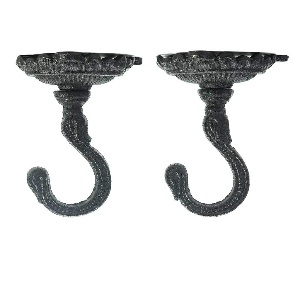 Sungmor cast-iron ceiling hook in black, sturdy 2-pack for plants or lanterns.