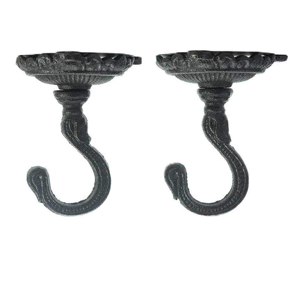 Sungmor cast-iron ceiling hook in black, sturdy 2-pack for plants or lanterns.