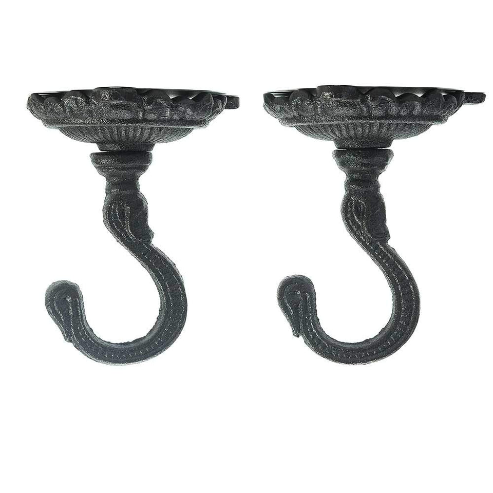 Sungmor cast-iron ceiling hook in black, sturdy 2-pack for plants or lanterns.