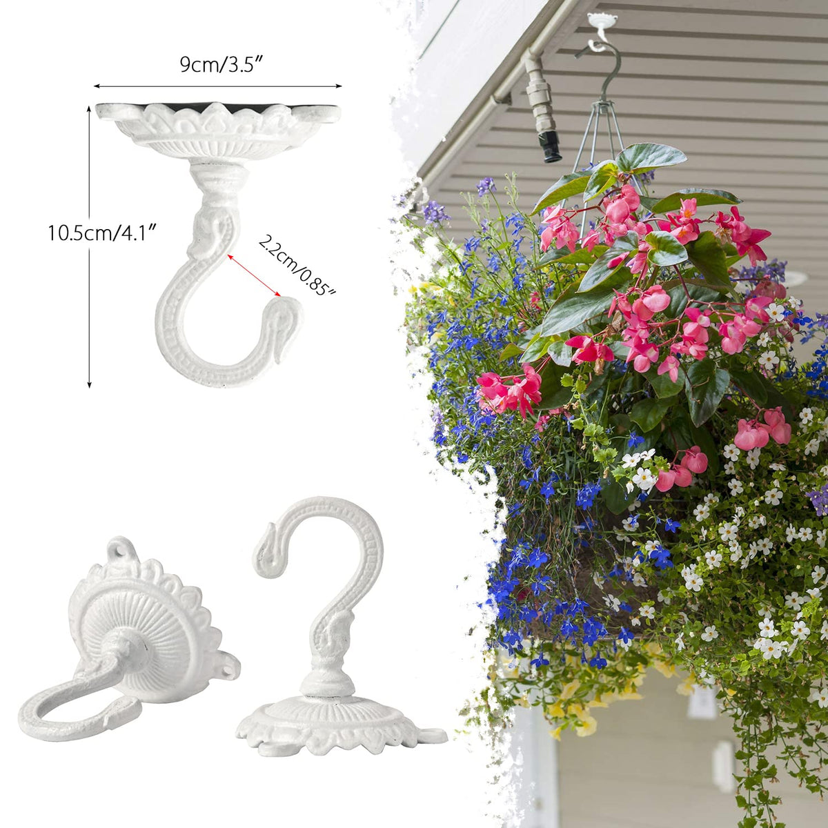 Sungmor planter hook with solid support for pots.
