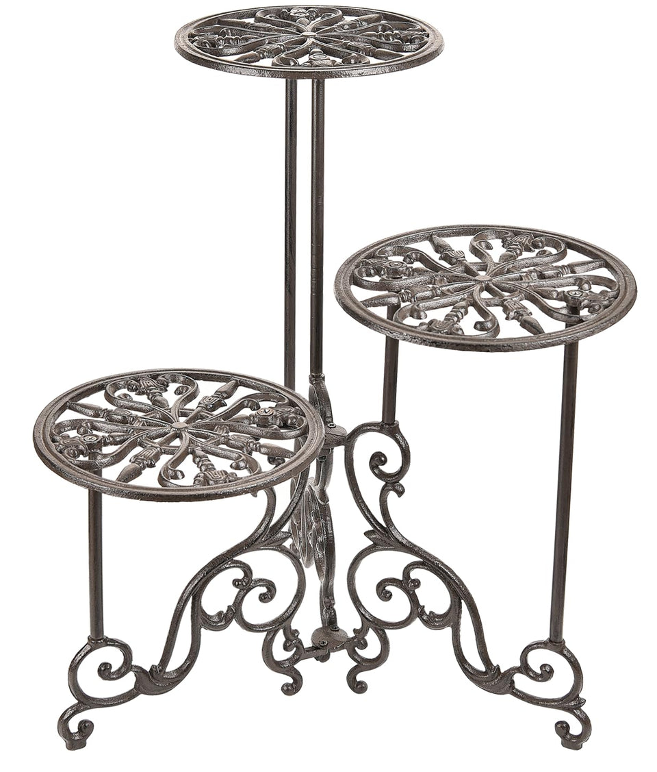 Sungmor heavy duty plant stand top view shows sturdy cast iron support for large pots
