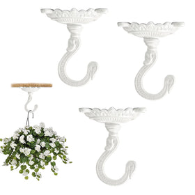 Sungmor heavy duty ceiling hook close-up, showcasing durable cast iron for outdoor planter use.