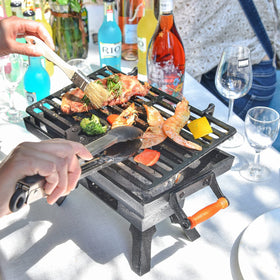 Sungmor heavy-duty cast iron grill exterior showing durable construction for even heating.