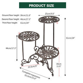 Sungmor rustic black-brown finish plant stand suitable for indoor and outdoor use