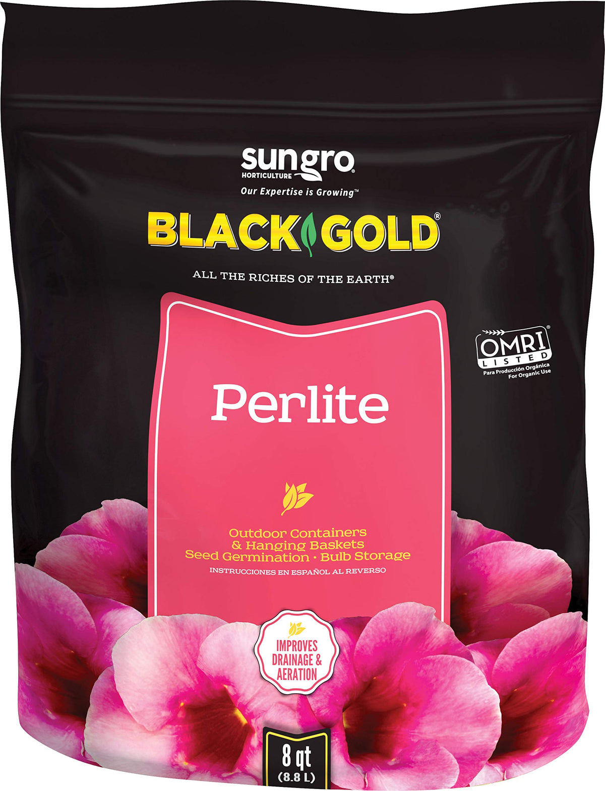 SUN GRO Perlite 8-Quart bag enhances soil aeration and drainage for seedlings