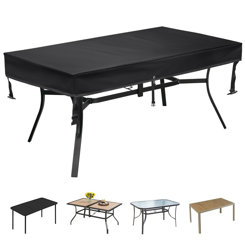 SUNICO rectangular outdoor table cover protects dining tables from rain and dust