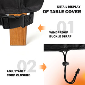 SUNICO rectangular table cover measures 75x40x6 inches for correct fit.