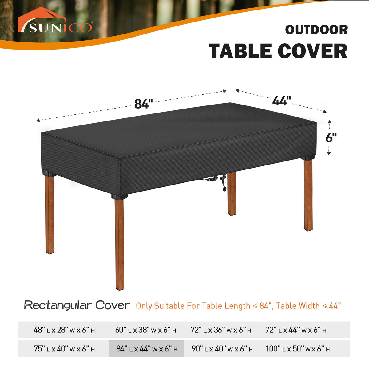 SUNICO table cover with UV-resistant silver coating guards against sun damage