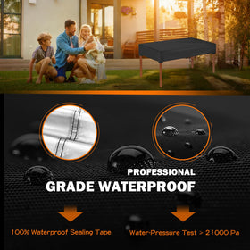 SUNICO rectangular table cover windproof straps keep cover secure during windy days.
