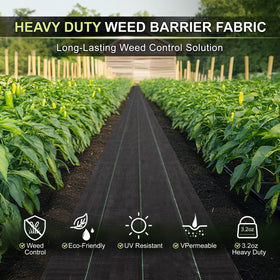Sunifier easy-install weed barrier fabric with visible green stripes for alignment