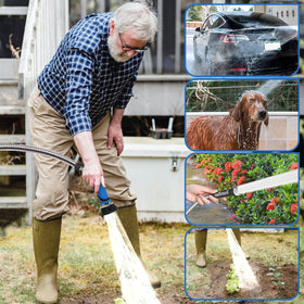 Sunifier garden hose storage roll makes neat, compact storage after use.
