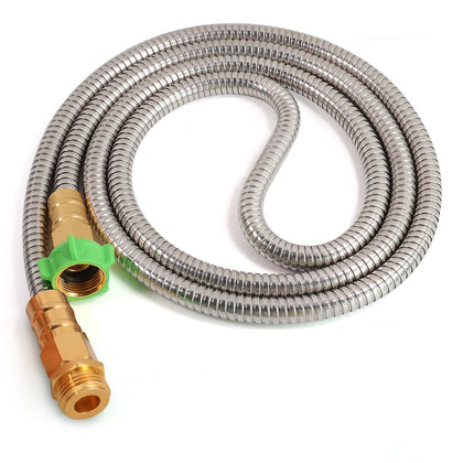 Sunifier metal garden hose 6ft coiled for easy storage in a small garden