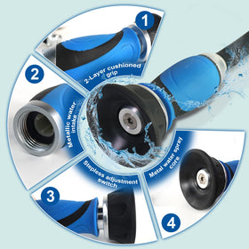 Sunifier metal garden hose quick-connect ends simplify setup with leak-proof connections.