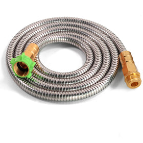 Sunifier metal short garden hose 10 ft rolled for easy storage and handling
