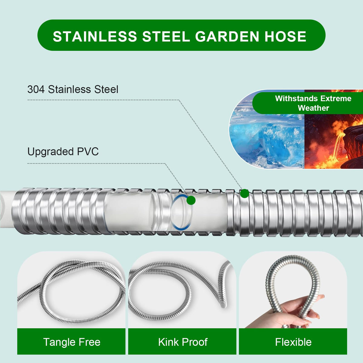 Sunifier metal short garden hose 2ft lightweight and easy to store.