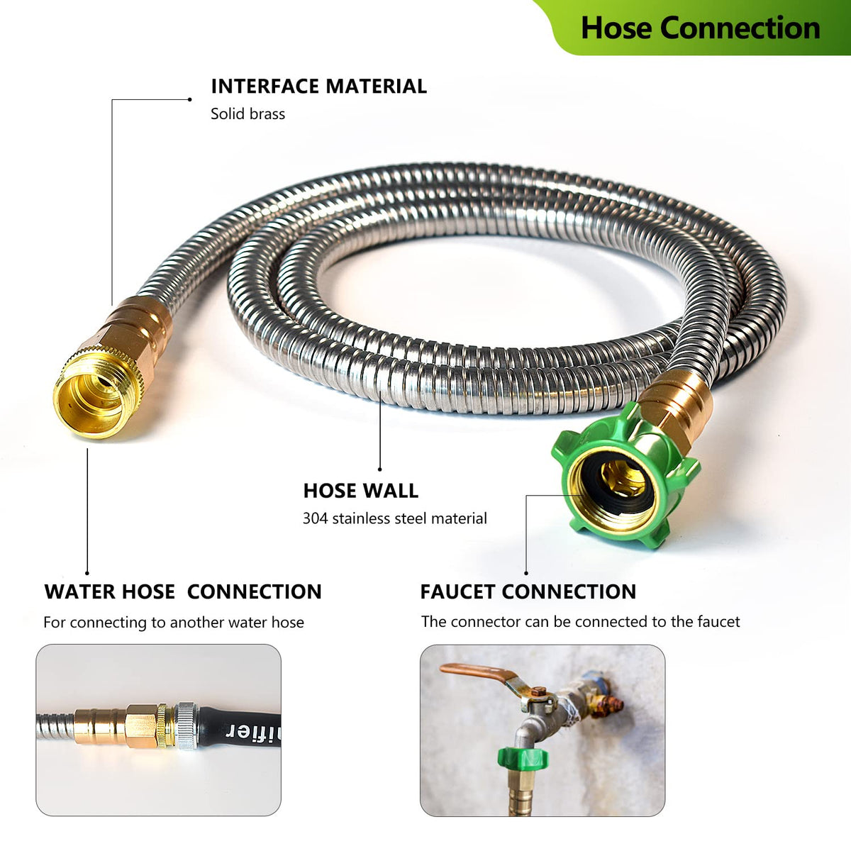 Sunifier metal short garden hose with stainless outer layer for long-lasting durability