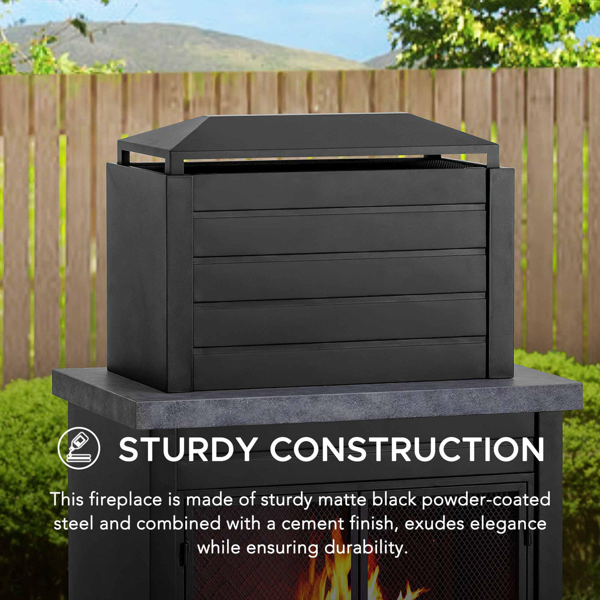Sunjoy fireplace mesh doors with locking latch add safety while refueling