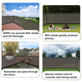Sunlax privacy fencing attached to a patio shows UV shading in action.