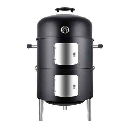 SUNLIFER Charcoal Grill 3-in-1 vertical smoker offers versatile outdoor cooking on any patio.