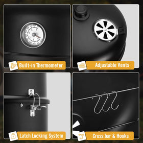 SUNLIFER dual front-access doors simplify adding charcoal and checking food